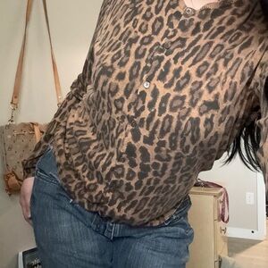 Polo by Ralph Lauren Brown Leopard Print Button-Down Shirt